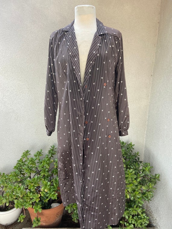 Vintage classic double breasted shirt dress brown… - image 8