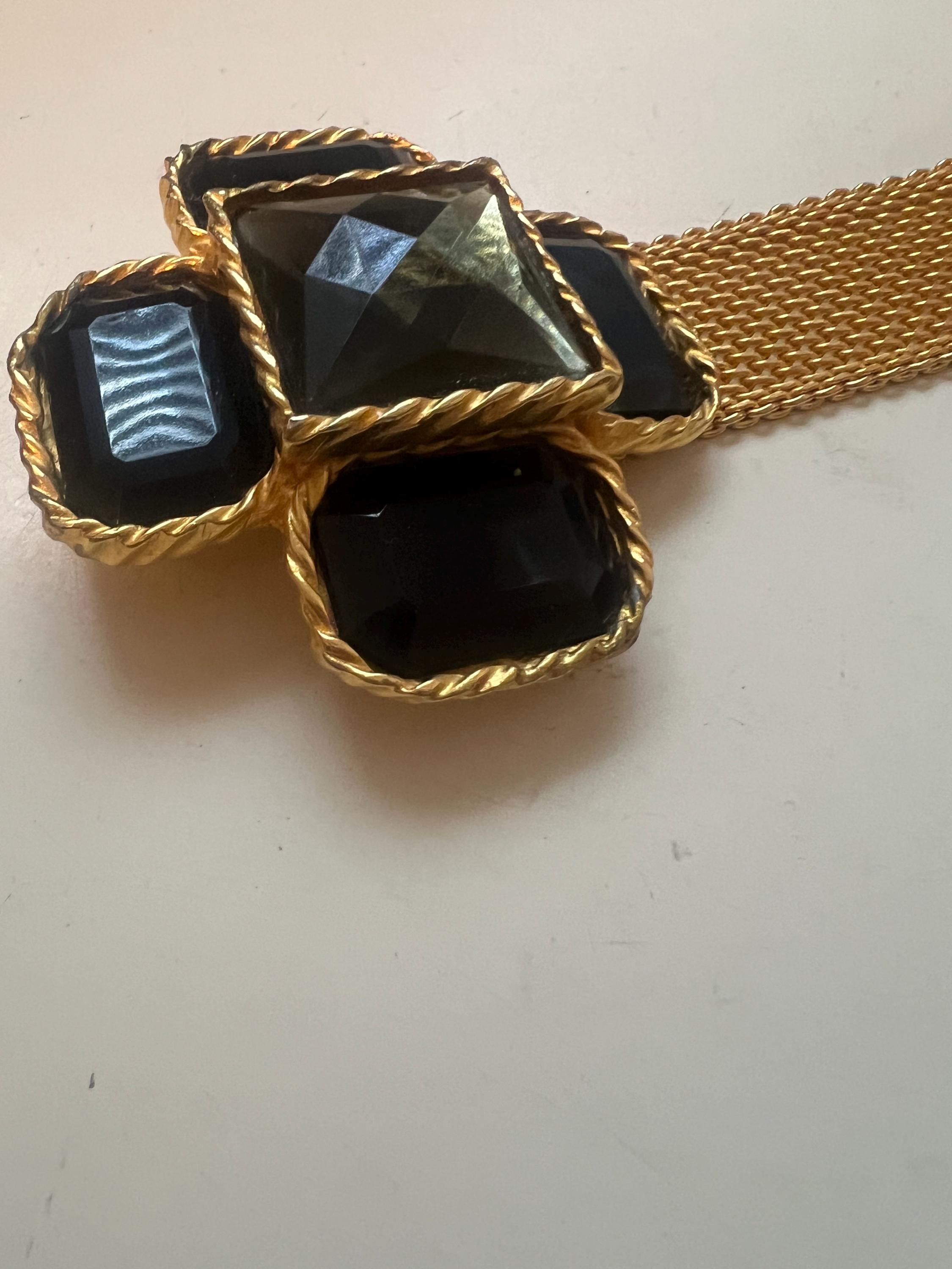 Vintage Glam Belt Golden Mesh With Cross Amber Tone  display picture 1