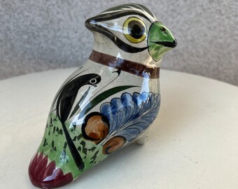 Vintage Mexican Tonala Pottery Bird Figurine Colorful Folk Vintage Mexican Tonala Pottery Bird Figurine Colorful Folk
