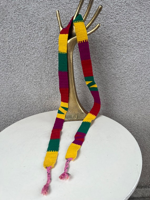 Vintage boho Mexican woven fabric belt sash color… - image 3