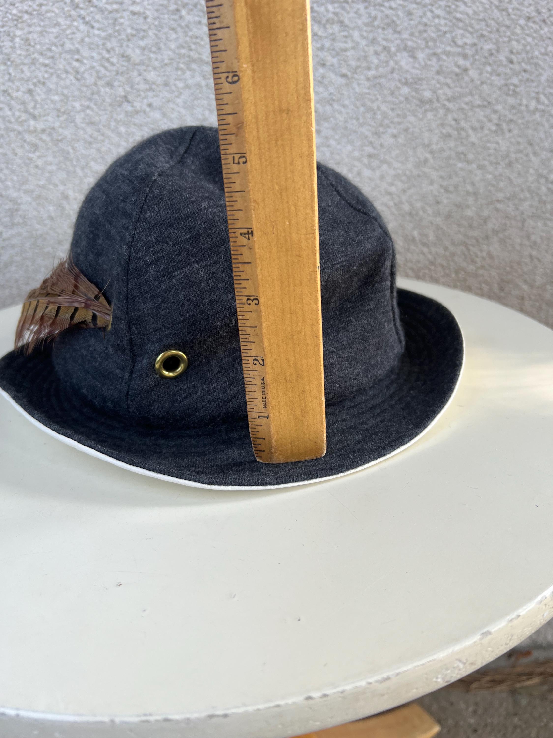 Vintage Brim Grey Cream Hat With Long Feather Cotton Styled  display picture 1