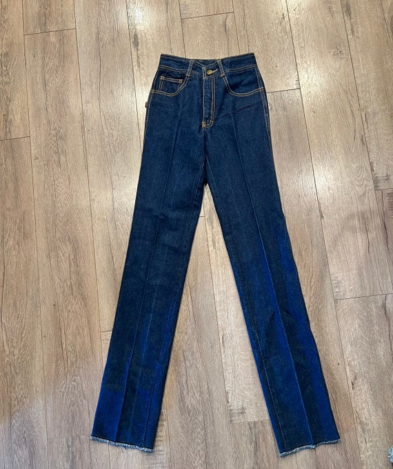 Vintage 70s Jordache blue jeans high waist size 2… - image 8