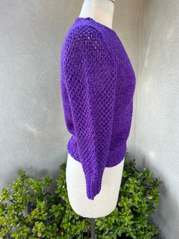 Vintage rich purple white toneshandmade crochet k… - image 5