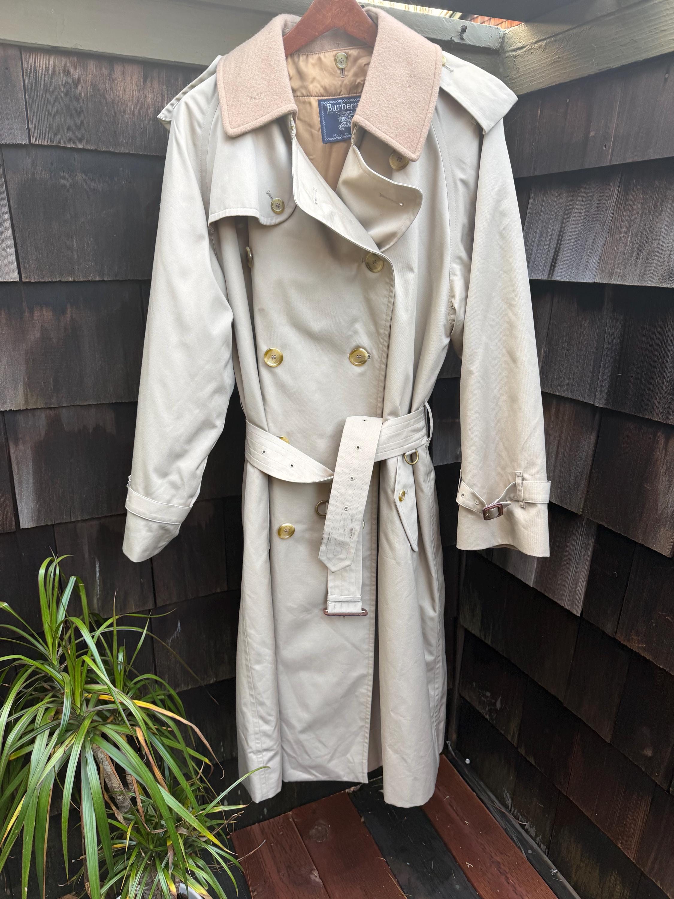 Vintage 80s Classic Burberrys Khaki Trench Coat With Wool Liner