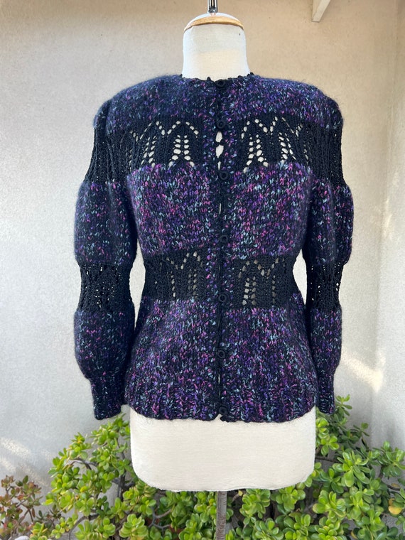 Vintage black purples  handmade crochet knit card… - image 6