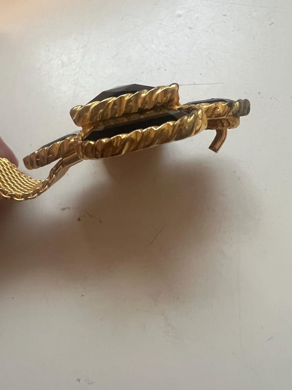 Vintage Glam Belt Golden Mesh With Cross Amber Tone 