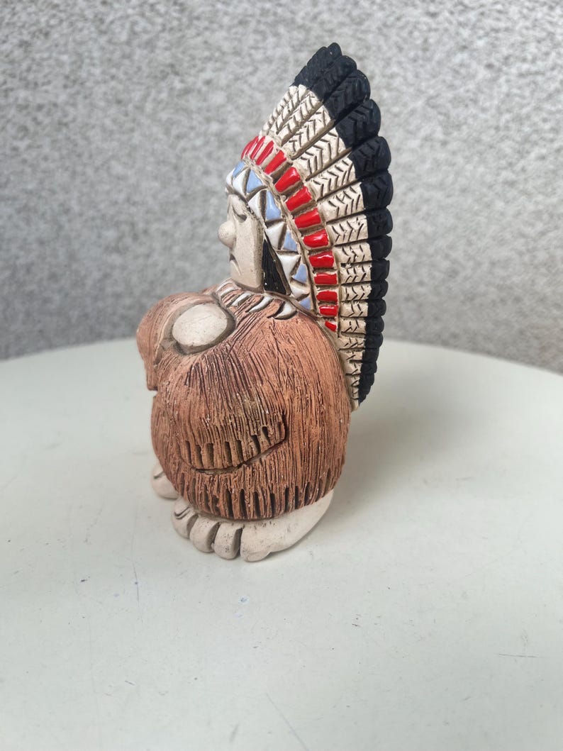 Launa R Vintage Launa Art Pottery Native American Chief Figurine 3D Signed Made ...