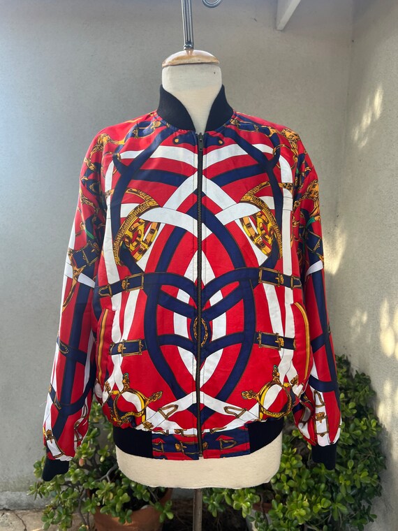Vintage Reversible Bomber Jacket Baroque Print Polyester Sz M/L - Etsy