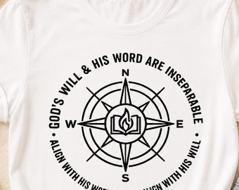 Christian Compass T-Shirt Design, God's Will Scripture PNG (Digital Download)