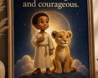Christian Nursery Art, Joshua 1:9 Bible Verse Print, Faith Wall Decor (Digital Download)