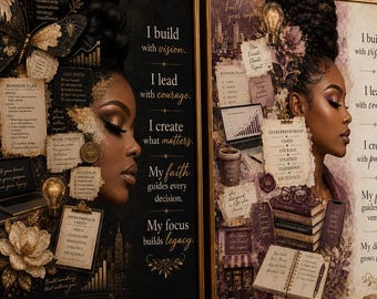 Black Woman Entrepreneur Wall Art Bundle, Faith Office Decor (Digital Download)
