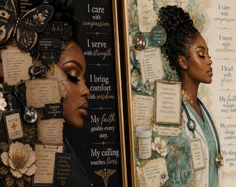 Black Woman Nurse Wall Art Bundle, Faith Healthcare Office Decor (Digital Download)