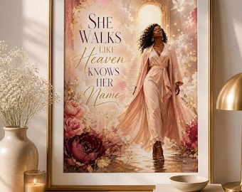Black Woman Faith Art Print, Regal Daughter of King, Spiritual Empowerment Poster (Digital Download)