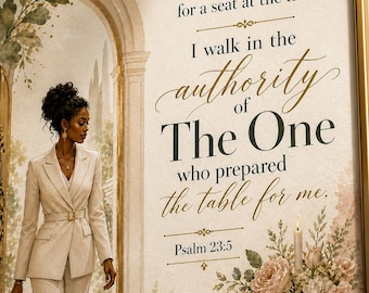 Psalm 23 Black Woman Christian Art, Inspirational Scripture Print (Digital Download)
