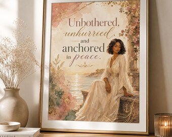 Black Woman Anchored in Peace Print, Christian Wall Art, Spiritual Encouragement (Digital Download)