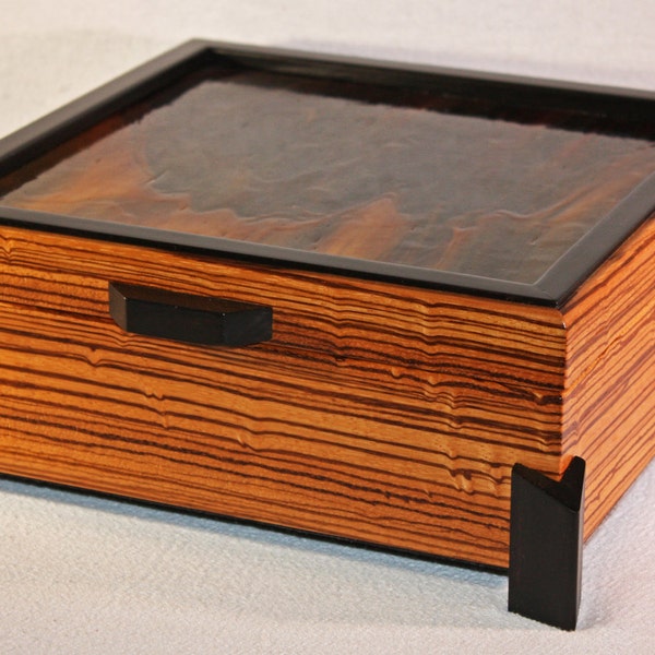 Zebrawood and glass top