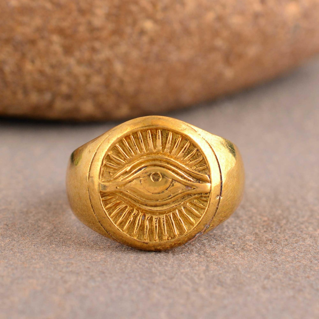 Seeing Eye Rings Dainty Brass Evil Eye Ring, All Seeing Eye Ring, Minimalist ...