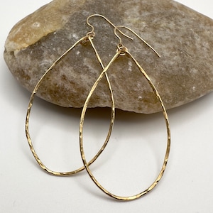 Gold Filled Hammered Hoop Earrings, handmade earrings, gift for her, trendy earrings, 14k gold filled hoops, lightweight boho hammered hoops