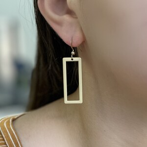 Rectangle Earrings, hoop earrings, square earrings, gold earrings, gift for her