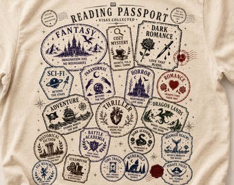 Reading Passport Graphic Tee | Fantasy, Romance, Sci-Fi Book Lover Shirt