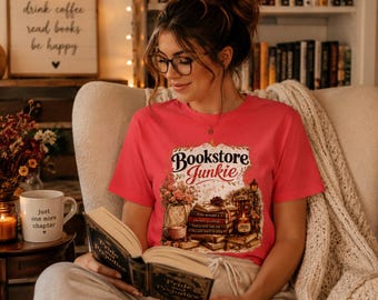 Bookstore Junkie Shirt, Romance Reader Booktok Merch, Cozy Reading Tee