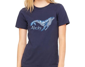 Watercolor Whale (Navy)- Ladies Relaxed Tee