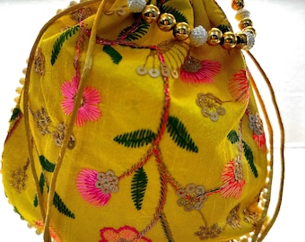 Embroidered Potli Bag Gift for Women - Handmade - Ethnic - Evening - Stylish Bridal Fashion