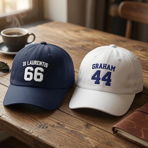 Off Campus Series Caps | Graham 44 Di Laurentis 66 Embroidered Dad Hat | Briar University Hockey Romance Bookish Gift