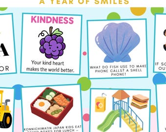 365 Kids Lunch Box Notizen - Jokes, Affirmationen, Fun Facts (Digitaler Download)