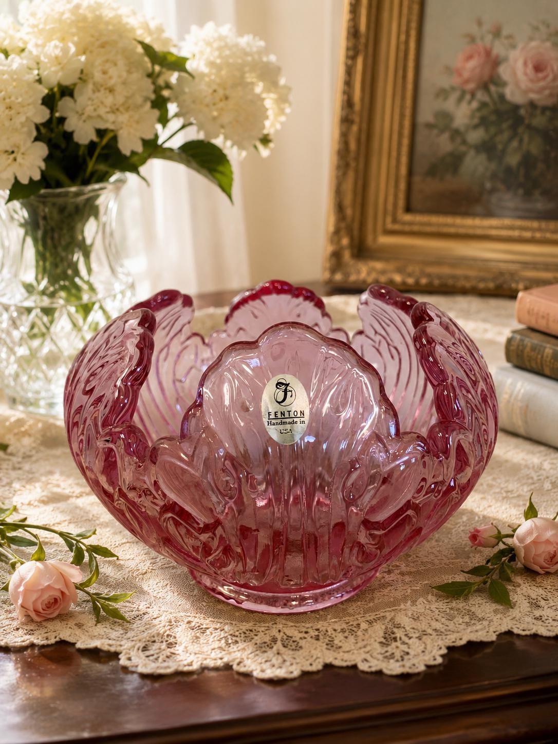 Pink Fenton Bowl - Etsy