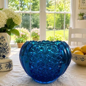 Blue Fenton Daisy and Button Bowl - Etsy
