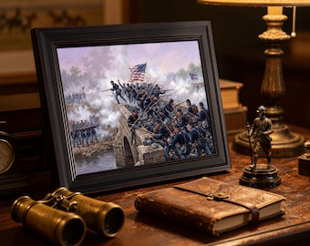 Civil War Stone Bridge Battle Art Print | Union Army Historical Canvas Decor