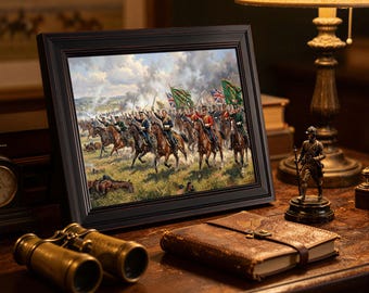 British Cavalry Charge Print | 1800s Battlefield Military Art | Archival Canvas Decor