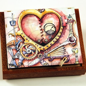 Steampunk Valentine - cartão de escultura cinética para namorados, casamentos, aniversários, noivados,...