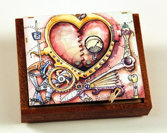 Steampunk Valentine - kinetic sculpture greeting card for lovers