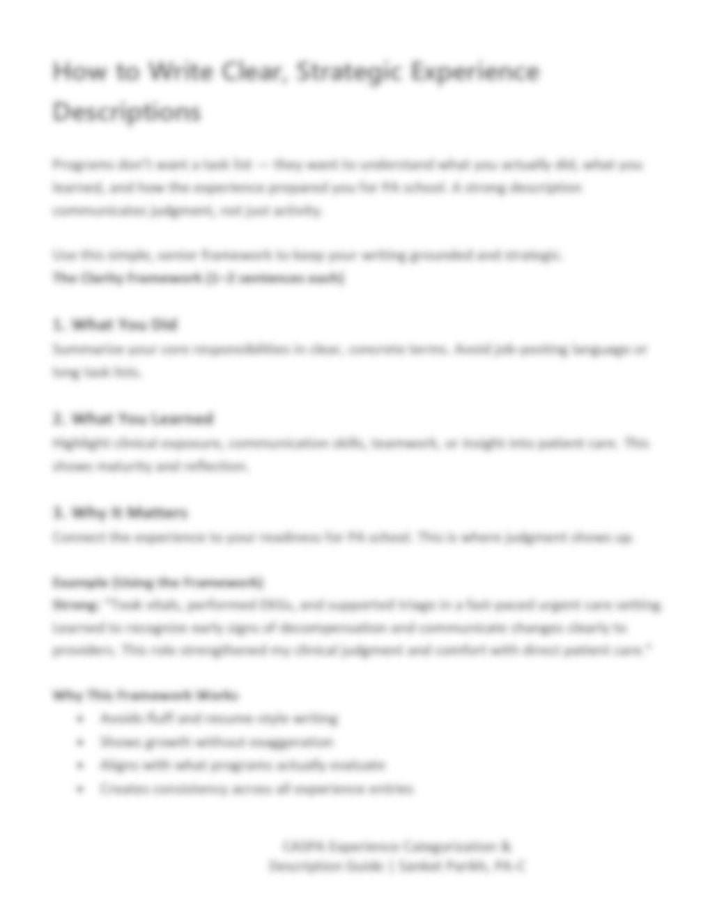 CASPA Experience Categorization & Description Guide (2026–27) | Pre‑pa ...
