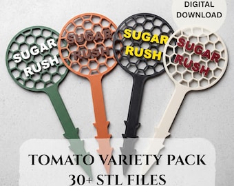 3D-Druck Tomatenmarker STL Bundle | Kurze Saison Garteneinsätze für kaltes Klima | Fast Ernte Gemüse Pflanze Tags | Personalisiertes Schild