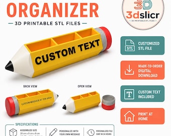 Riesiger Stifte-Schreibtischorganizer (STL-Datei), Geschenkidee für Lehrer (3D-Druck), individuelle Schreibtischdekoration, digitales Geschenk zum Lehrerabschluss
