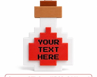Benutzerdefinierte Name Pixel Potion Flasche STL, personalisierte Minecraft inspiriert Schlüsselanhänger 3D Druck-Datei, Retro Voxel Gepäckanhänger, benutzerdefinierte 3D Design 24h