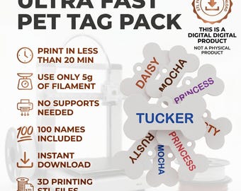 100 Dog Tag STL Bundle Kommerzielle Nutzung | 3D Druck Business Starter Kit | Instant Craft Fair Warenbestand | Knochen Hundemarke Rohling Maker Files
