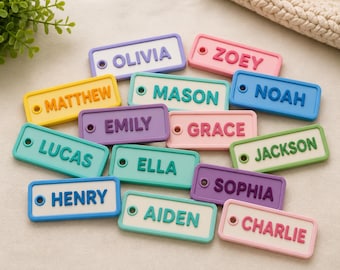 100 Namensschild STL Bündel für 3D Druck - Benutzerdefinierte Schlüsselbund Dateien - Kinder Rucksack Tags - Schultasche Etiketten - Personalisierte STL Paket