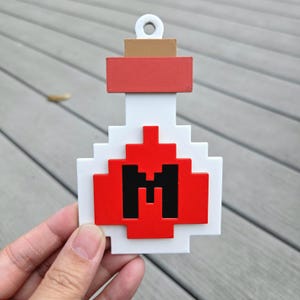 8-Bit Potion Bottle Keychain STL Bundle | Pixel Art Alphabet Backpack Tag 3D Print Files | Retro Gamer Luggage Charm & Symbols