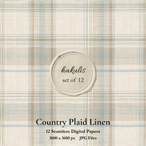 Country Plaid Linen Digital Paper | Sage Blue Blush Tartan | Instant Download