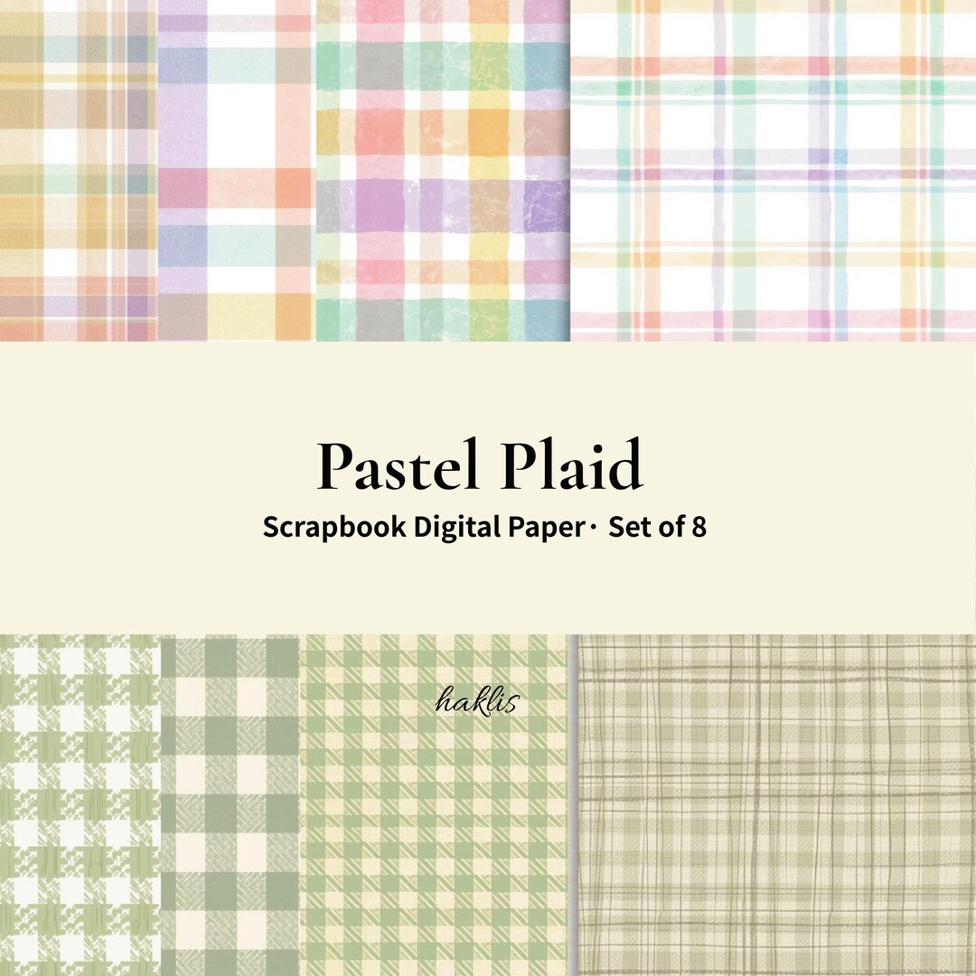 Pastel Plaid Digital Papers | 8 Rainbow Gingham Scrapbook Pack | Tartan ...