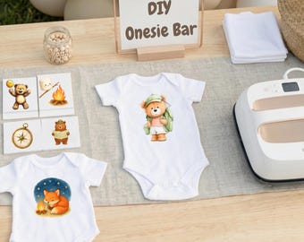 Adventure Bear Baby Shower Onesie Bar | Camping, Fishing, Jet Ski DTF Transfers