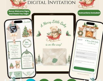 Digitale uitnodiging voor een kerstbabyshower / Website-sjabloon