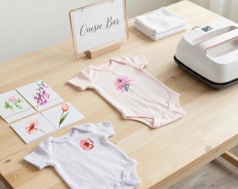 Baby in Bloom Baby Shower Activities and Keepsakes | Floral Onesie Bar Designs