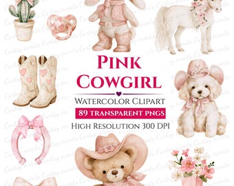 Roze cowgirl aquarel clipart - 89 transparante PNG-bestanden om digitaal te downloaden