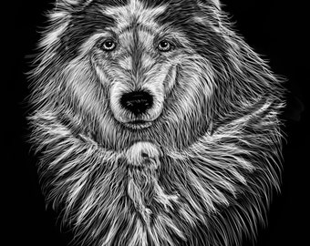 Peace Wolf  Pen & Ink