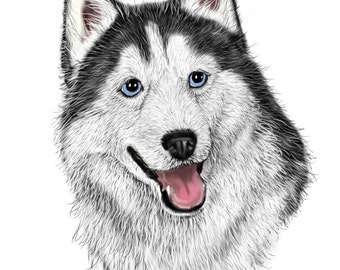 4 Siberian Husky Blank Note Cards